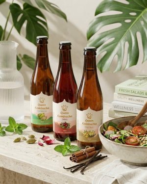 Queen Kombucha và salad healthy