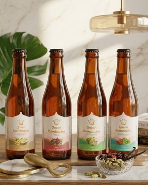 Queen Kombucha bốn vị trên bàn đá